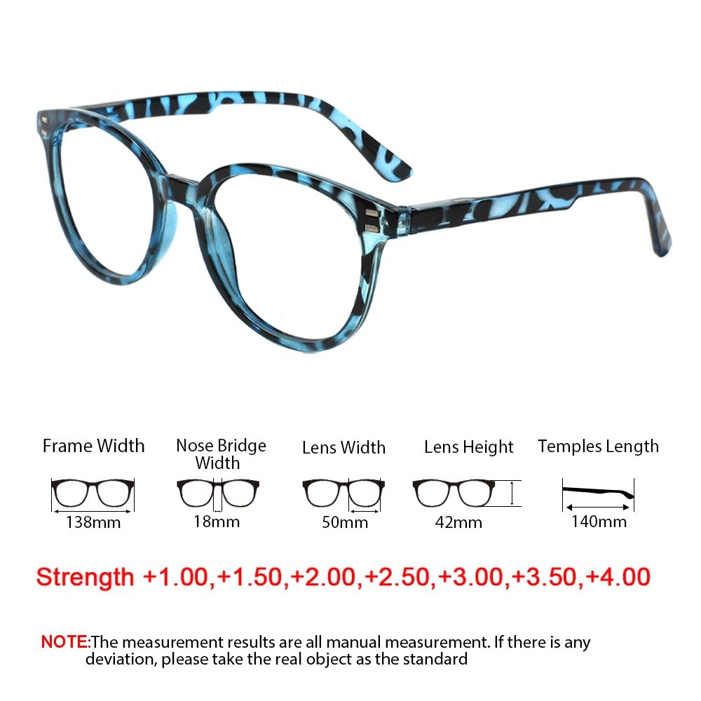 Turezing Reading Glasses Spring Hinge  HD Blue Light Lenses Fashion Prescription Glasses Women +0+1.0+2.0+3.0+4.0 2