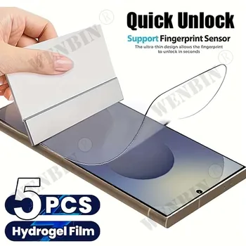 Pellicola idrogel da 5 pezzi per Samsung S26 Ultra S25 S24 Plus FE Protezione per schermo a copertura totale per Galaxy A57 A37 A27 A17