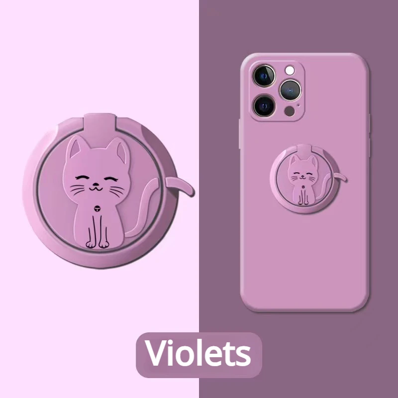 Adorable Cartoon Cat Phone Ring Holder and Stand - Cute Mobile Accessory