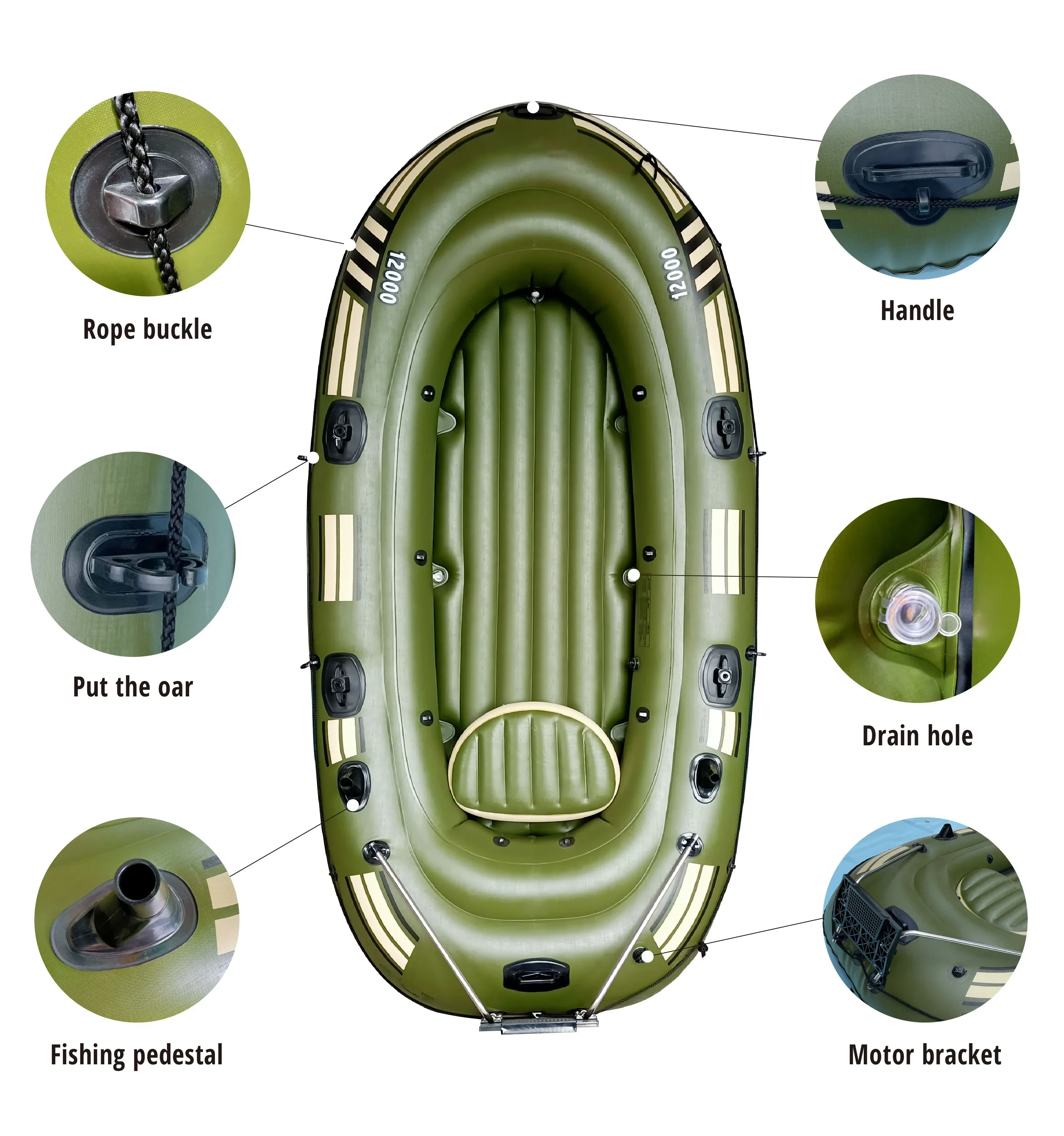 Inflatable kayak Rowing Boat Dinghy Fishing boat River PVC Inflatable Raft Boat with 3 person for sale