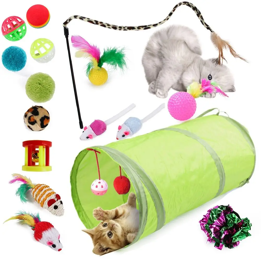 

for Kitten Play Interactive Exercise Replacement Pet Teaser Set Refills Mouse Shape Feather Hairball Toy Cat Stick Toy