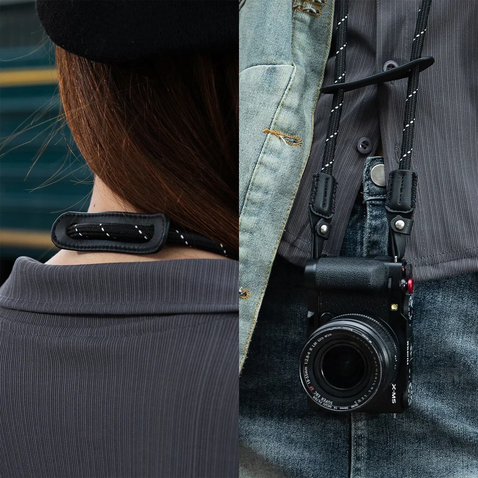 FUJIFILM X-M5 용 Smallrig 카메라 가죽 하프 케이스 키트 범용 땋은 손목 밴드 숄더 스트랩 엄지 그립 카메라 액세서리
