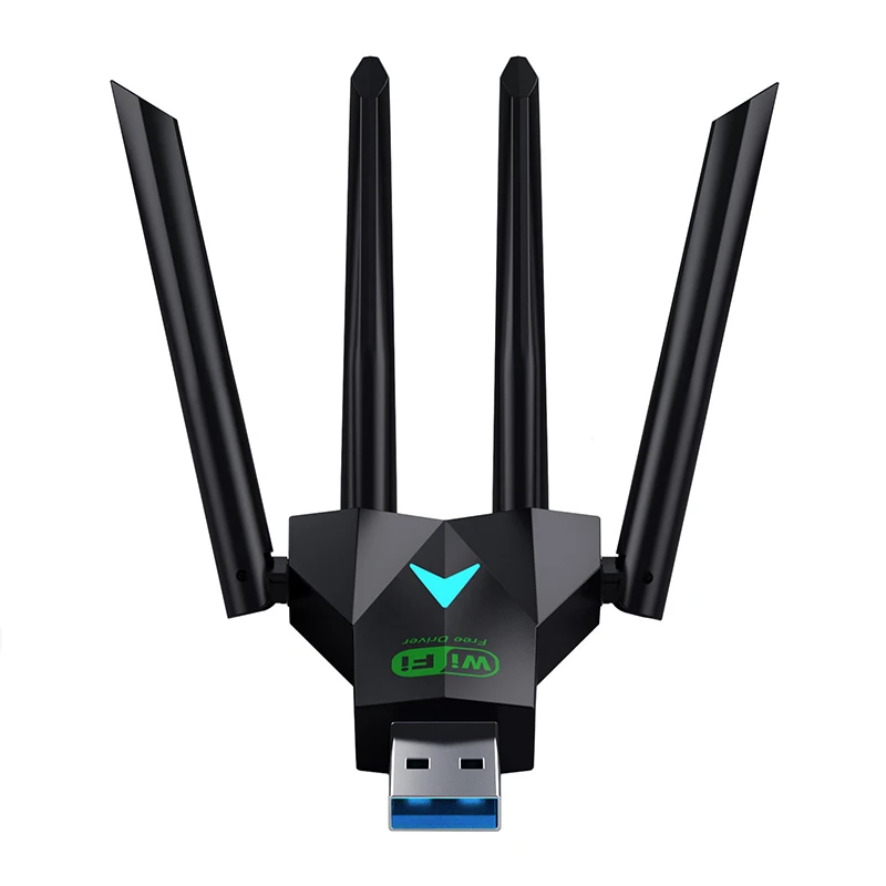 2026 새로운 1PC 1300Mbps USB3.0 WiFi 어댑터 2.4G/5G 듀얼 밴드 무선 네트워크 동글 PC 노트북 드라이버용 4 안테나 수신기 무료