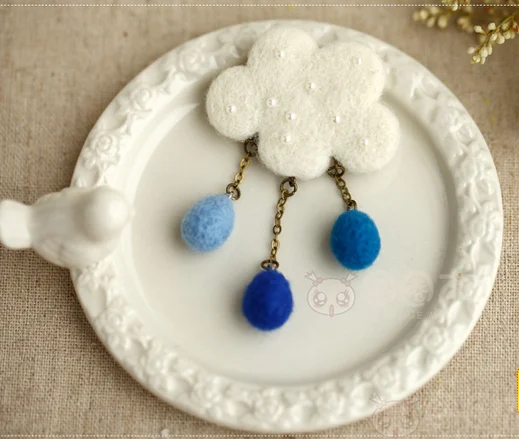 Over rain cartoonl set wool needlepoint kit wool felt needle felting brooch craft needlecraft DIY handmade