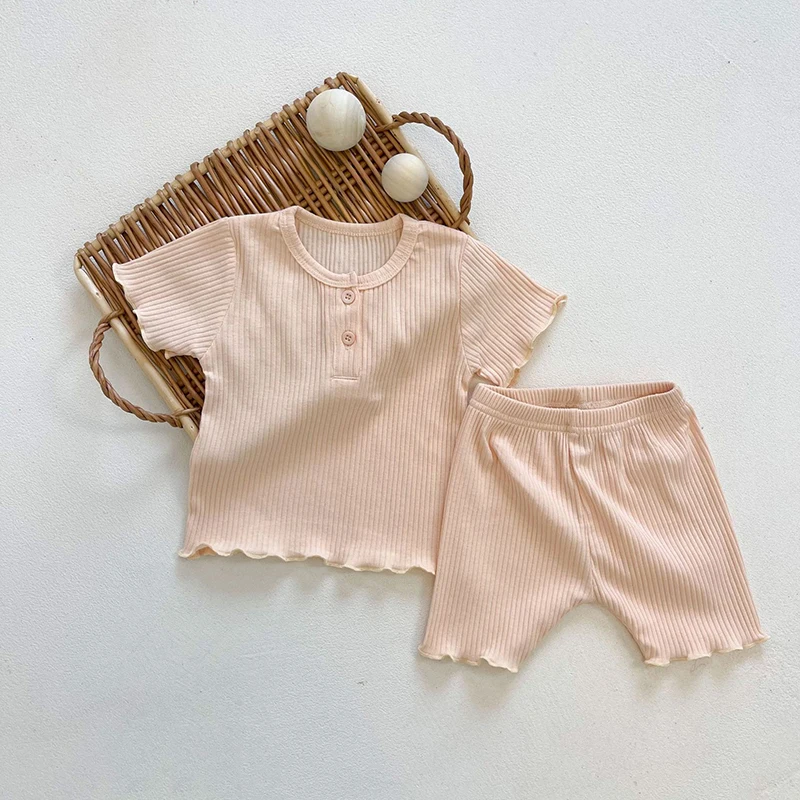 baby knitted clothing set MILANCEL 2022 Summer Baby Girl Clothes Set Cotton Solid Color Candy Girls Tops Outfit warm Baby Clothing Set