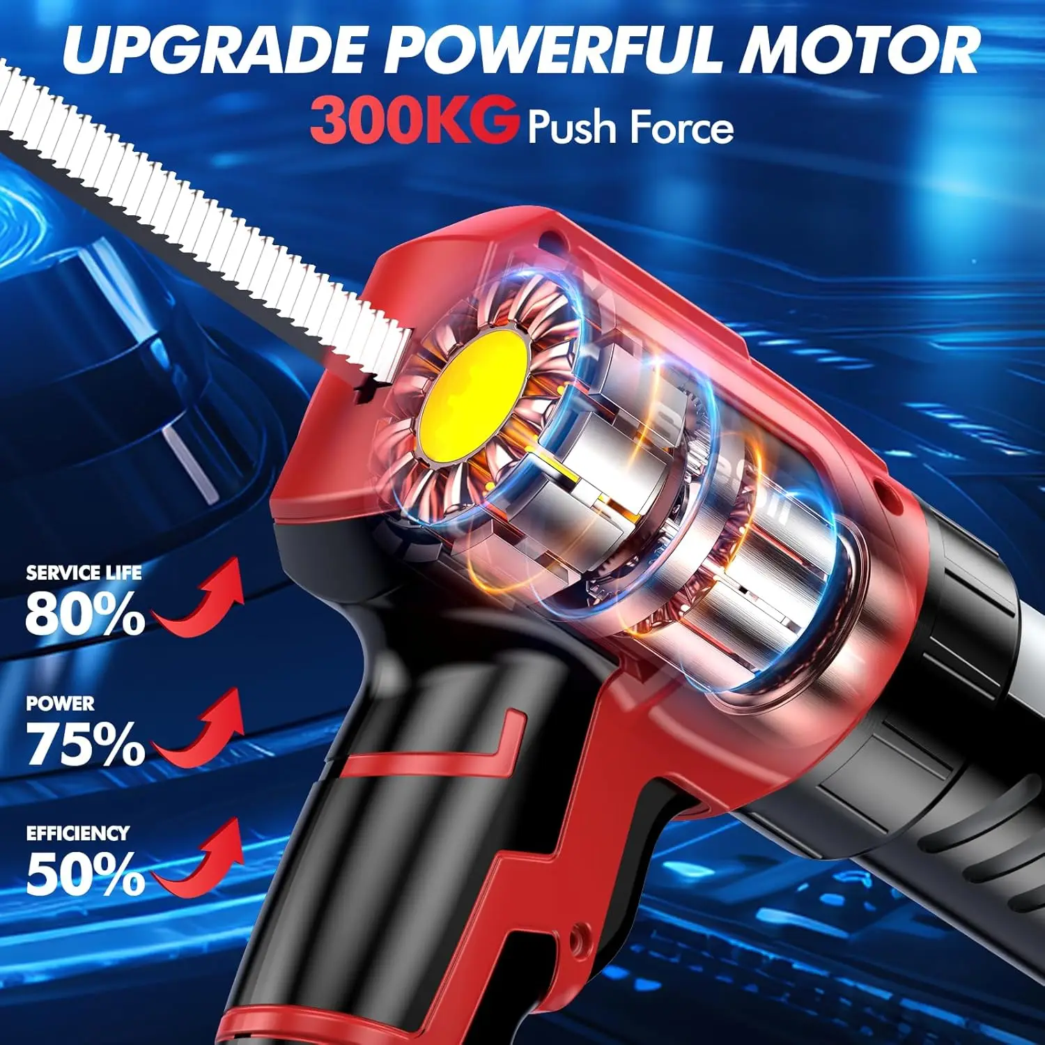 Cordless Caulking Gun[2024 Upgraded], 21V Battery Powered Caulk Gun w/2 x 2.0AH Batteries, Electric Caulking Gun w/LED Li 6