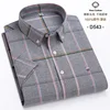 7XL Classic Men's Short Sleeve Shirt 100% Oxford Cotton Casual Plaid Stripe Shirt Business Men's Shirts Short Sleeve Large Size