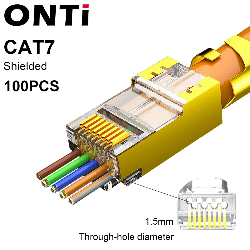 network wire tester ONTi RJ45 Crimp Tool Pass Through Crimper for Crimping Cat8/7/6/5 Cat5e Connector with Replacement Blade Ethernet Cable Stripper network repair kit Networking Tools