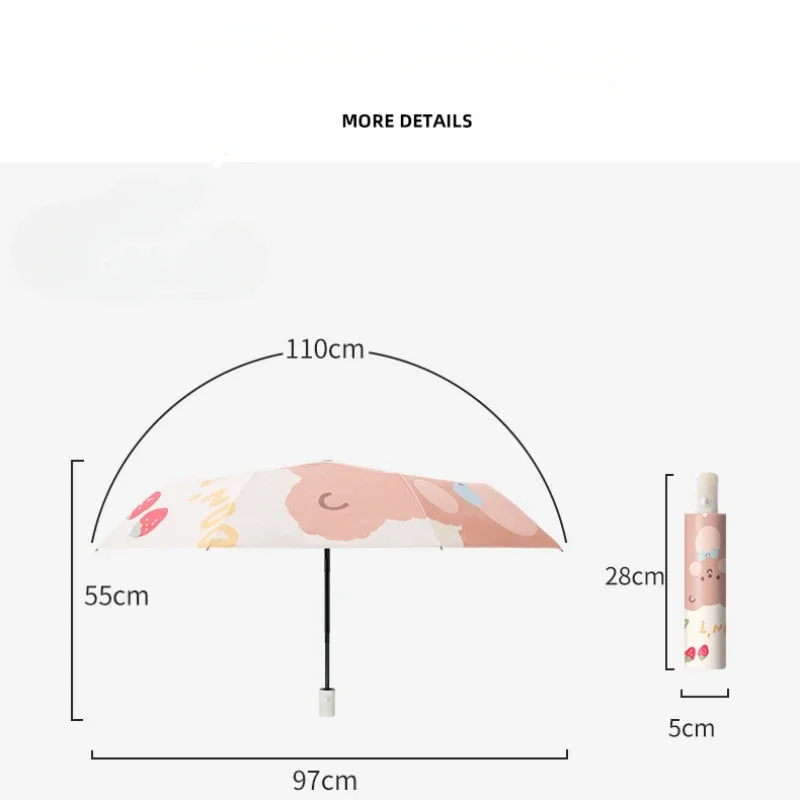 Mini Folding Automatic Umbrella Anti UV Sun Umbrella Cartoon Bear Portable Adult and Child Sun