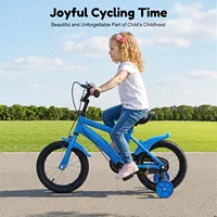 Vélo enfant 14 pouces avec roulettes, selle et guidon réglables, guidon antidérapant, frein à main et sonnette pour les cyclistes débutants 3