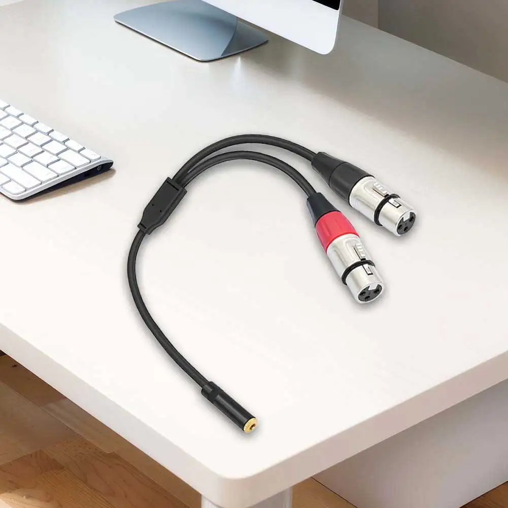 3.5mm Dual XLR To 1/8 Female Adapter 0.3m 1/8 To XLR Microphone Cable for Stereo Mic To L & R Audio Track