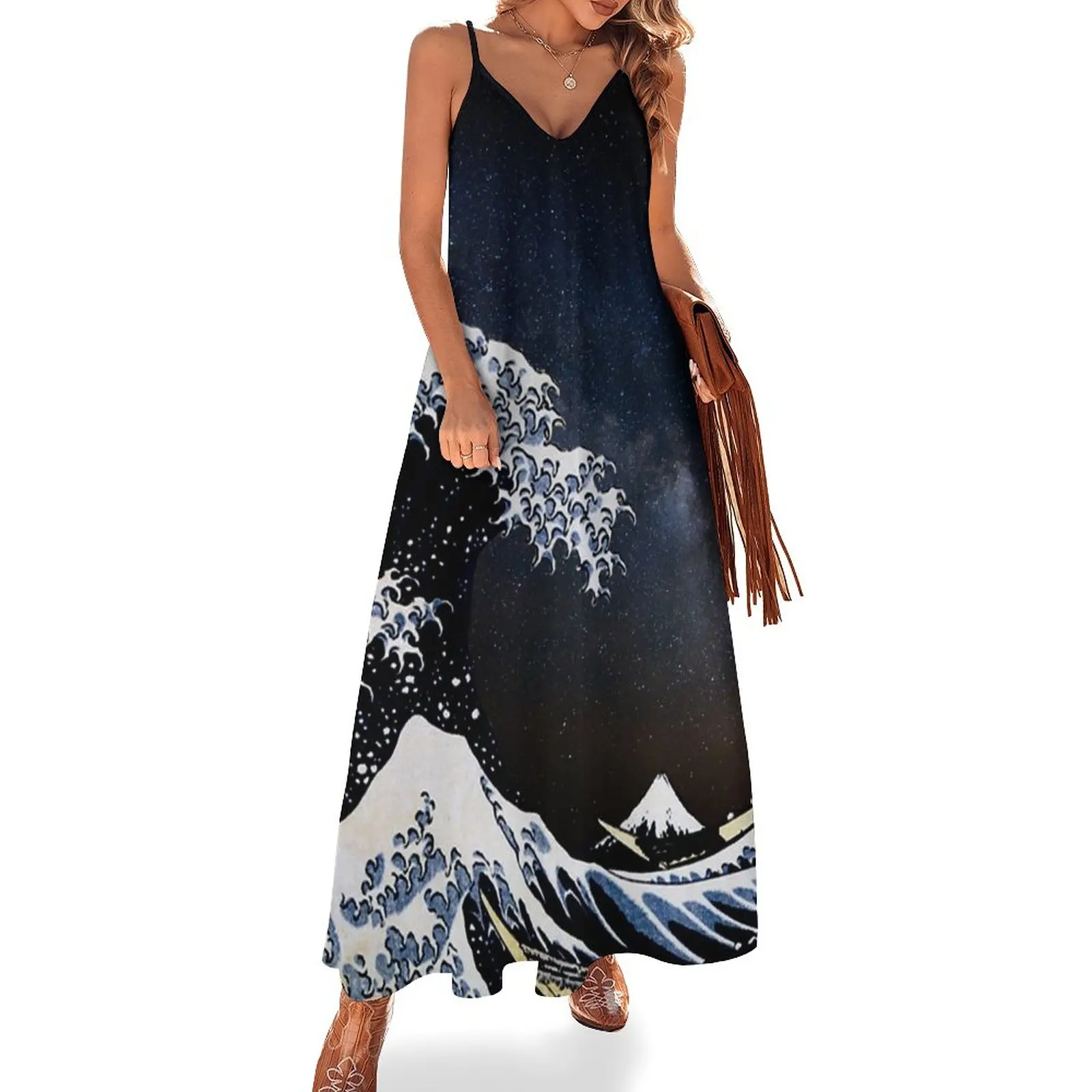 

Платье без рукавов Kanagawa с волнистым пространством, женское платье, летние платья для женщин 2024, женское вечернее платье