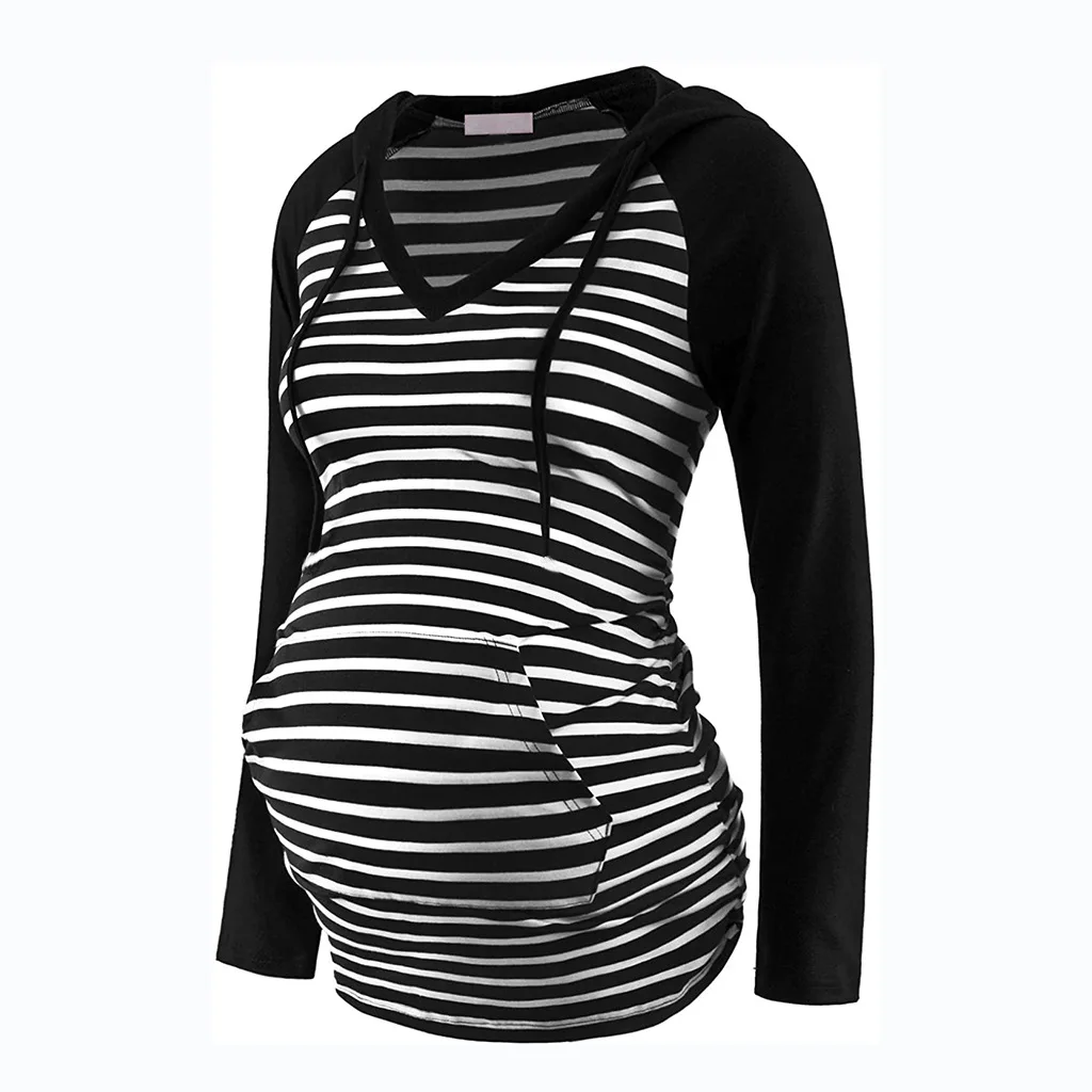 Breastfeeding maternity clothes T-shirts for women's nursing top hoodie long sleeves solid color tops hoodie sweatshirt maternity breastfeeding blouse maternity hoodie