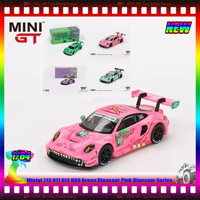 Minigt 713 1:64 911 Gt3 R80 Green Dinosaur Pink Dinosaur Series
