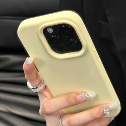 Minimalist Blue Shockproof Phone Case - Matte Soft Cover - iPhone 15 Plus (Yellow)