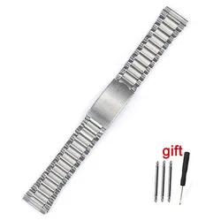 Elegant Stainless Steel Watch Band with Folding Buckle - Silver & Gold Finish - 14mm (Silver)