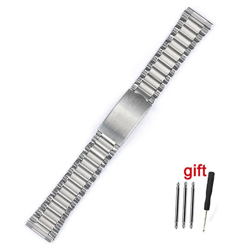 Stainless Steel Watch Band 12mm 14mm 18mm 20mm Metal Bracelet Folding Buckle Universal Watch Strap Silver Gold for Men Women