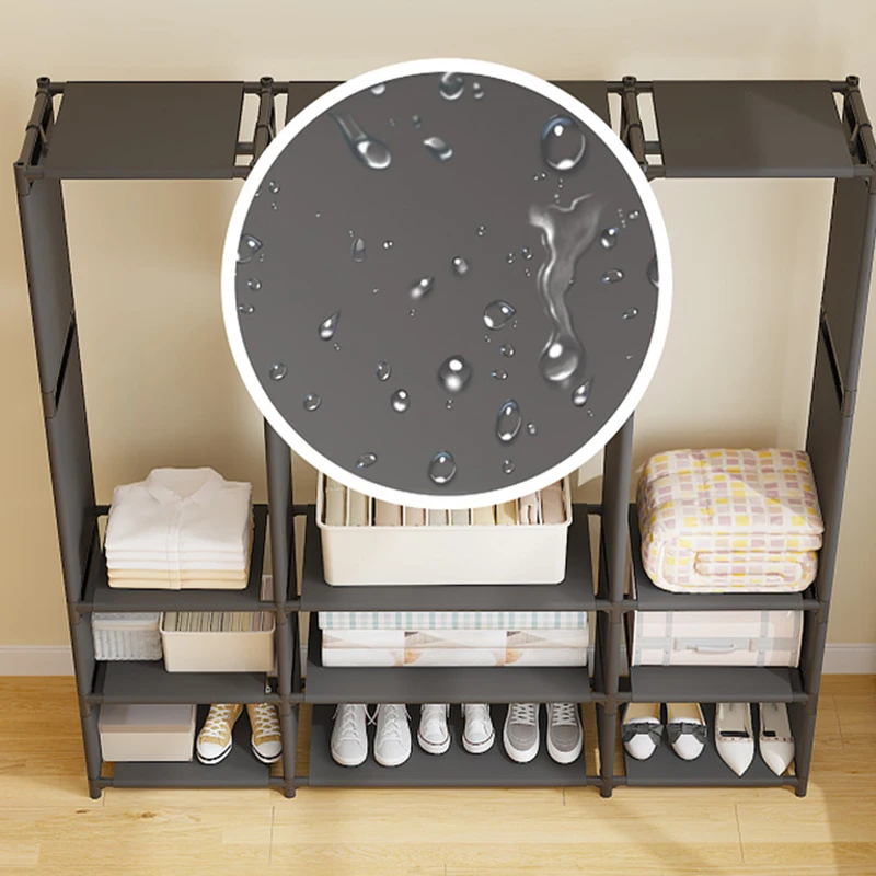 Garment Rack Floor Dustproof Hanging Clothes Hanger Shoe and Hat Integrated Clothes Drying Rack Storage Shelf Home Organizer clothes rack shoe and hat racks