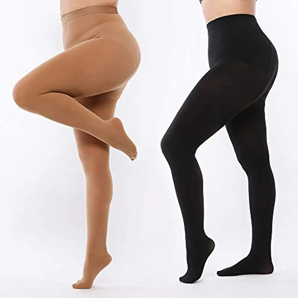 Plus Size Opaque Tights Control Top Pantyhose High Waist Tights for Women Compression Stockings Pantyhose Women 15-20mmHg