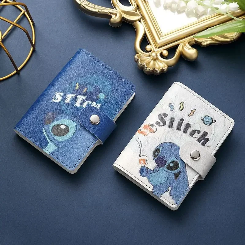 Disney Stitch Card Bags Cartoon Lilo & Stitch Winnie The Pooh Leather Driver's License Document Clip Women Credit Card ID Holder