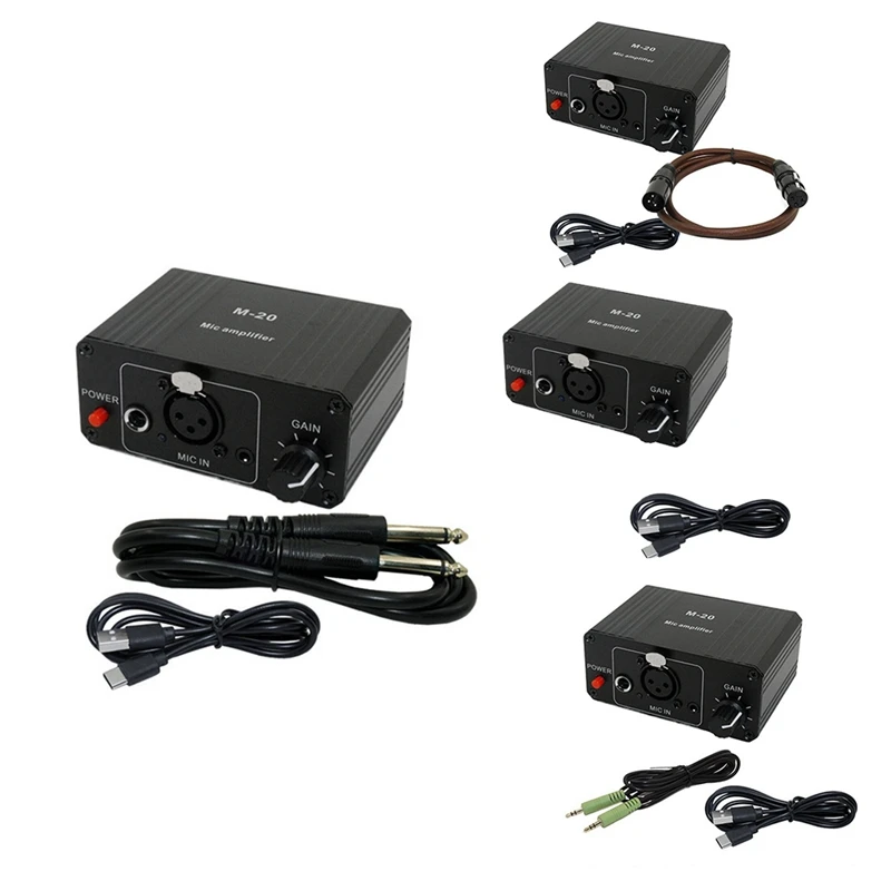 Préampli Microphone Portable Stéréo XLR - Alimentation 48V, Compatible Micro Dynamique/condensateur, Rechargeable, Gain Réglable
