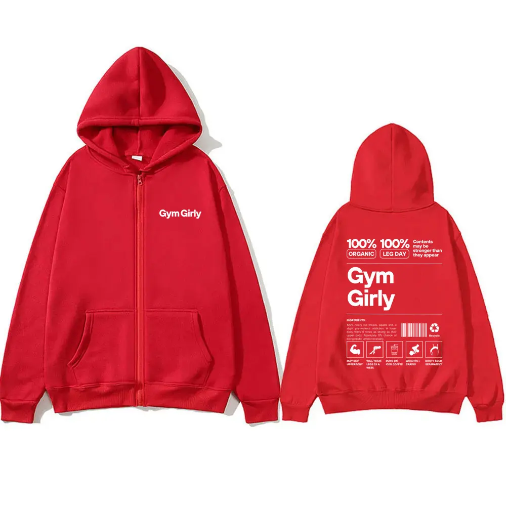 Gym Girly Pump Cover Zipper Hoodie Men Women Casual Oversized Hoodies Men's Funny Fitness Weightlifting Workout Zip Up Jacket