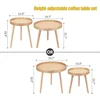 Round Coffee Table Set of 2, Small Mid Century Modern Rattan Coffee Table, Boho Side Table End Tables for Living Room Bedroom 2
