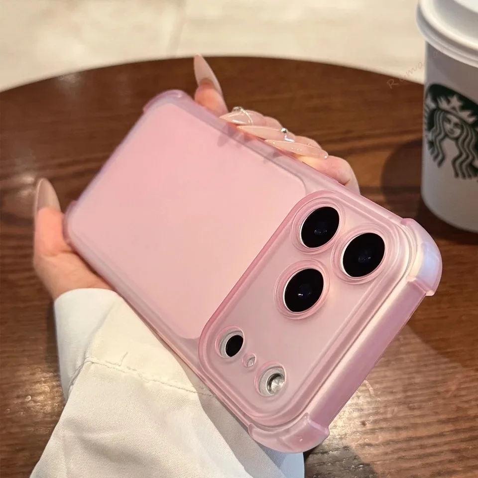 Luxury Candy Color Matte Transparent Airbag Phone Case with Bumper Shockproof Protection