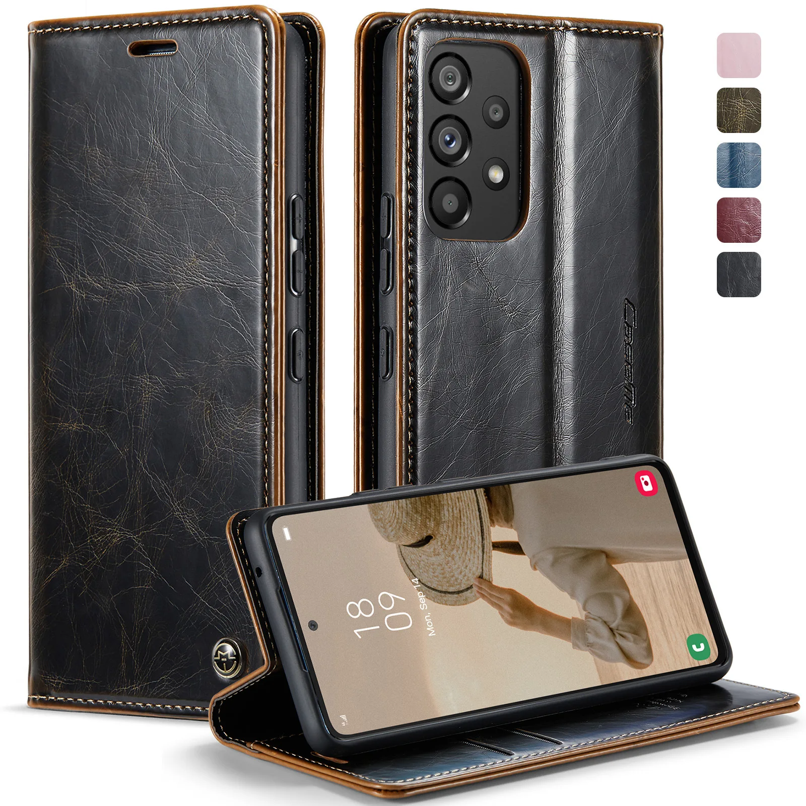 

Phonecase for Samsung Galaxy S23Ultra case,leather Material mangentic flip cover built-in Phone Holder Galaxy S23 Case