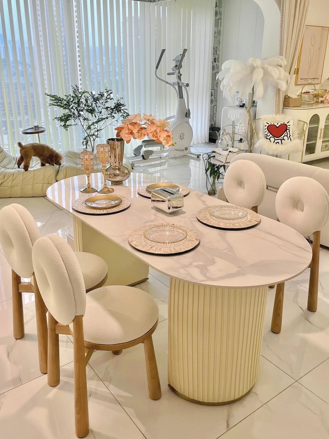 Nordic Designer Armchair Desk Chair Make-up Cosmetic Seats Lambswool Home Dining Room Light Luxury Stool
