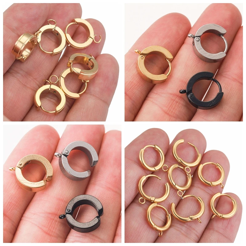 24K Gold plated round lever back, Stainless steel hoop earring hooks