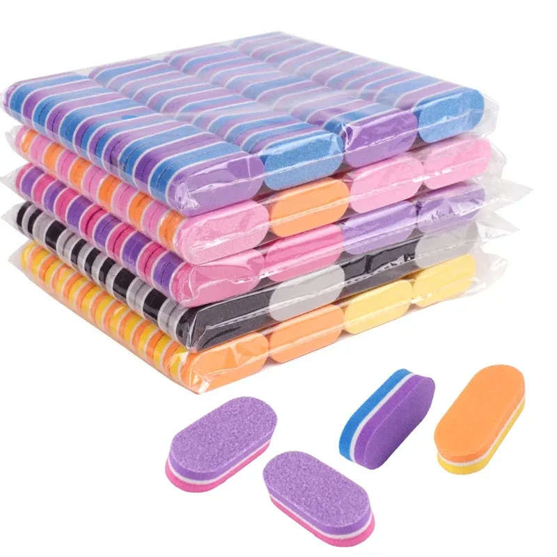 40/80Pcs 미니 손톱 스폰지 파일 버퍼 블록 버핑 샌딩 파일 전문 페디큐어 매니큐어 도구 다채로운 네일 파일