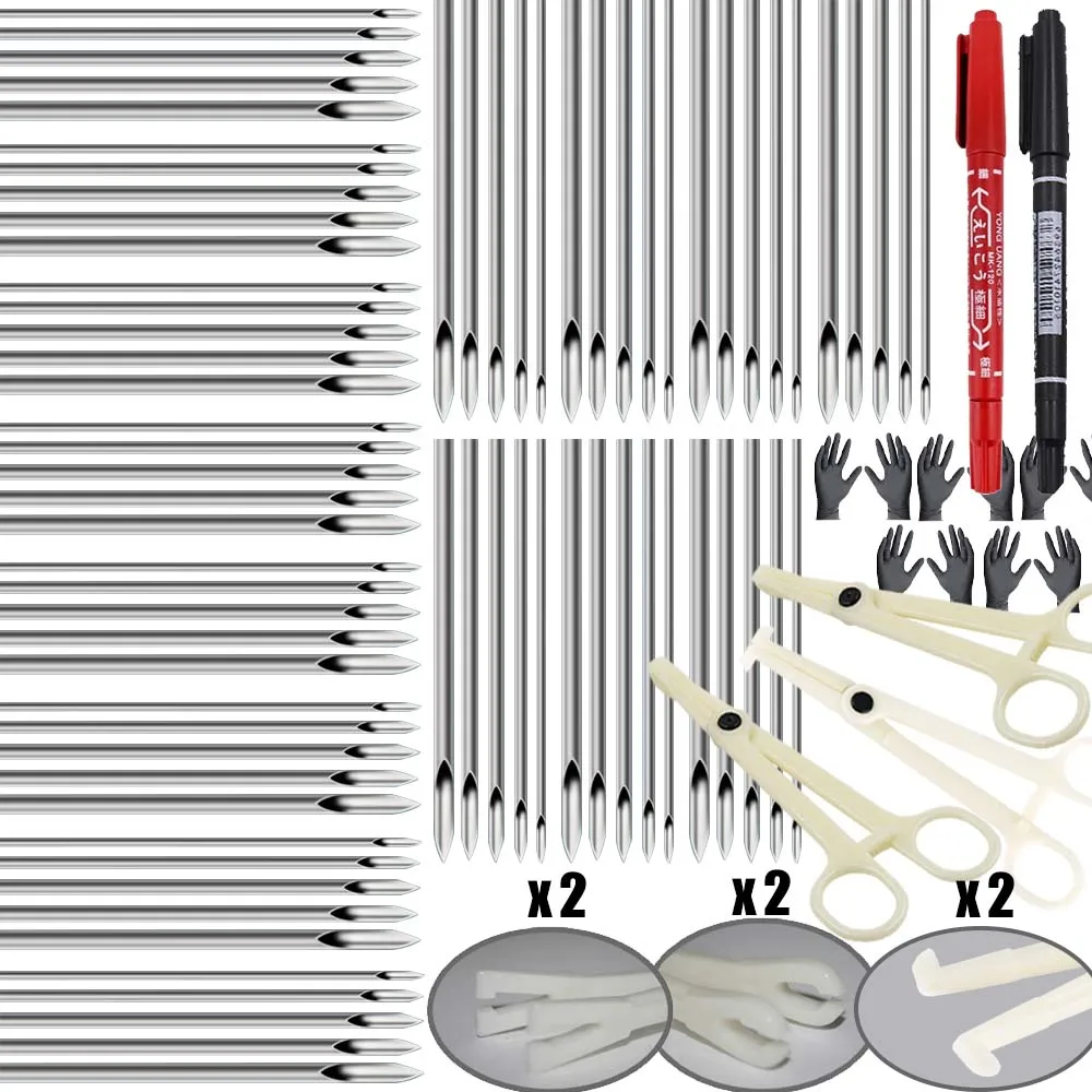 98/69/48/7PCS Piercing Tool Kit Professionelle Ohr Nase Piercing Nadeln Clamp Handschuh Marker stift Tragus Lip Nabel Piercing Werkzeug Set – Detail 7
