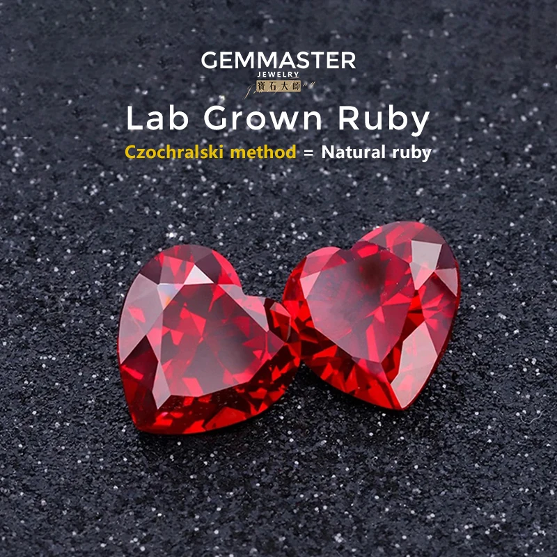 Heart lab grown ruby Pigeon blood vivid ruby Czochralski method lab with AGL certificate VVS 1ct 2ct 3ct loose