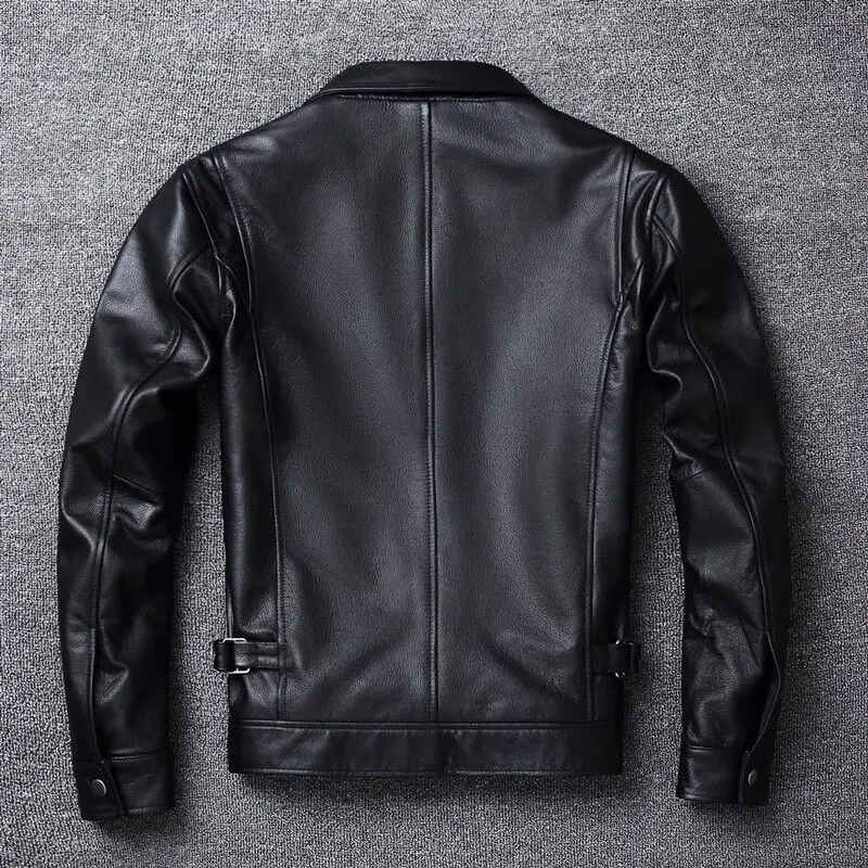 Description Picture 3 of itemBlack Quilted Leather Jacket Men Genuine Cow Leather Coat Winter Casual Mens Jackets Autumn Slim Fit Overcoat Male Clothes
