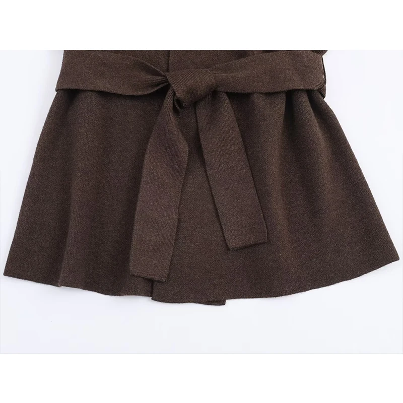 2025 New Women Fashion Knitted Cardigans Long Sleeve With Belt Sweater Cardigan Autumn Winter New Style Streetwear Knitwear Coat