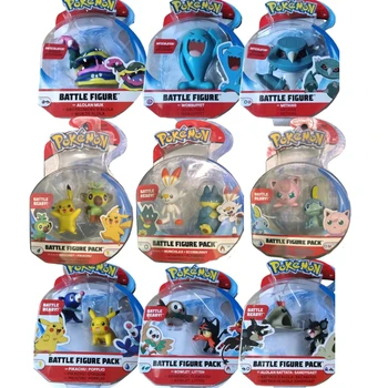 WCT Pokemon Battle Feature Figures Mew Gengar Charma Pikachu Popplio Sandygast Model Toy Gift Decoration Collection 2