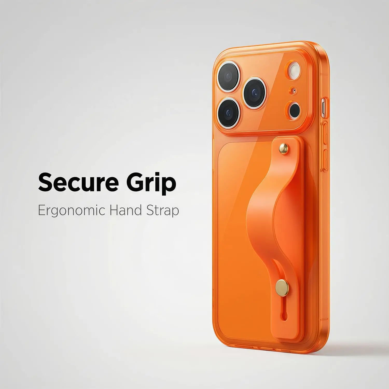 Shockproof Translucent Back Cover with Wrist Strap and Adjustable Hand Grip Loop