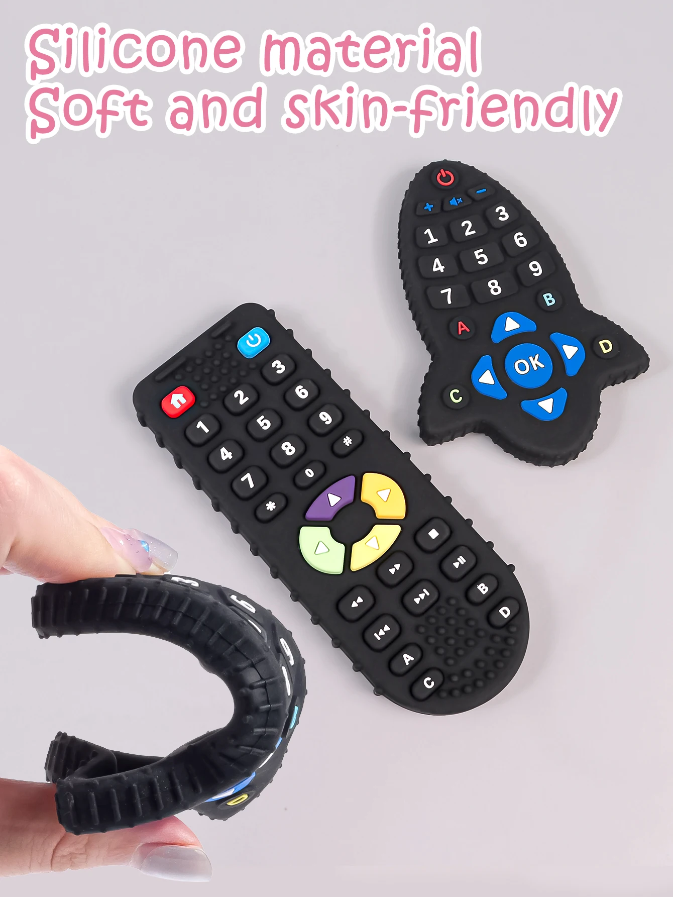 1pcs Baby Silicone Teether BPA Free Remote Control Shape Teether Rodent Gum Pain Relief Teething Toy Kids Sensory Educational silicone teething toys silicone teether
