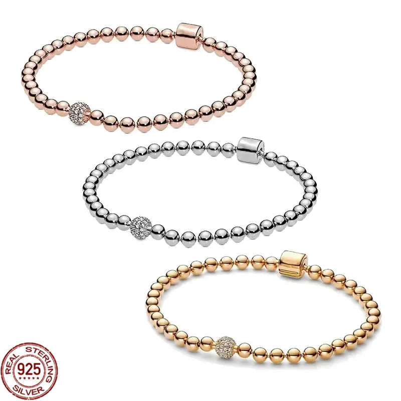 

Hot selling classic charm bracelet 925 sterling silver exquisite light luxury gold color bead chain bracelet surprise gift