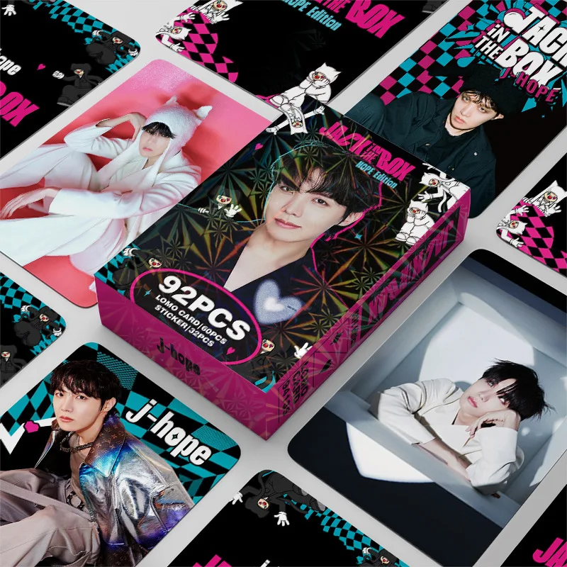 Kpop Idol Cards Jack in The Box Album Lomo Card HOPE Poster Photocards Collect Cards Stickers Postcards Fans Gifts 92Pcs/Set