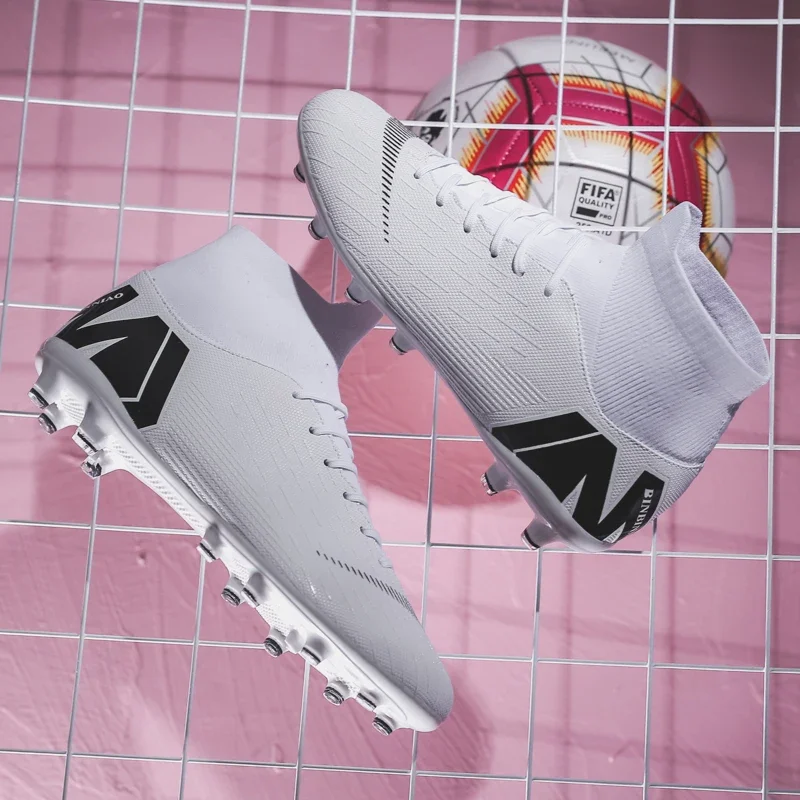 Football Shoes Mens Soccer Cleats Football Boots Training Ankle Cleats Professional Outdoor Wear-Resistant Non-Slip Long Spike TF/FG