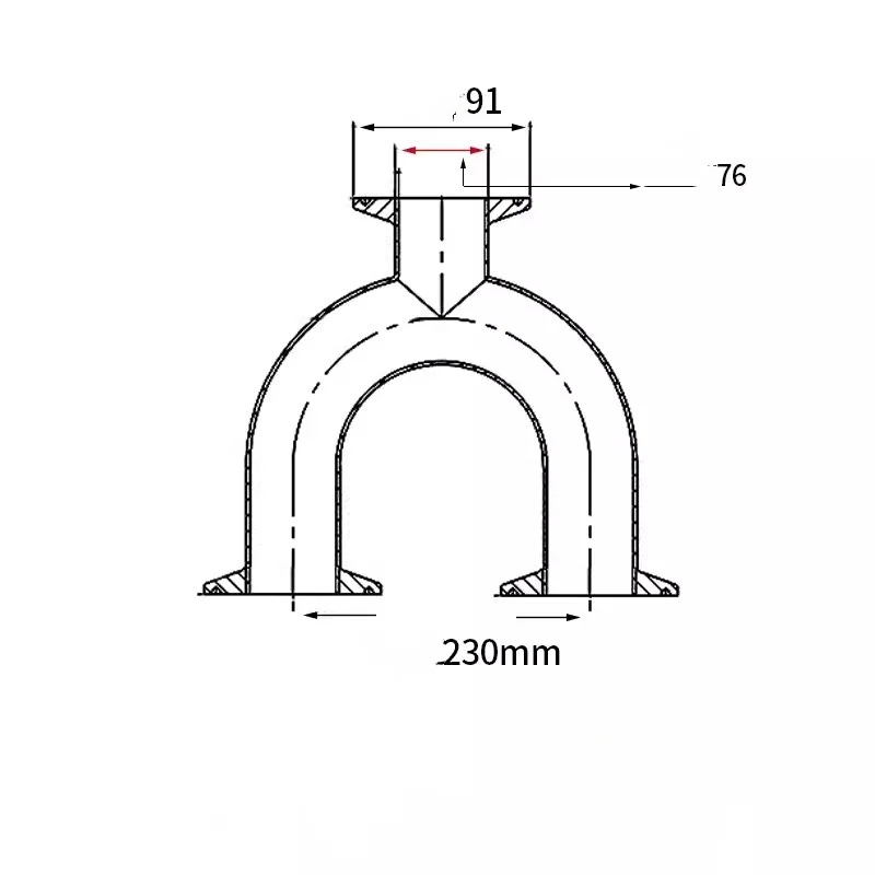 3"(76mm)OD91mm,Sanitary Tri-Clamp U-type Bend Pipe, 3 Way Tee Tube Fittings,Stainless Steel 304