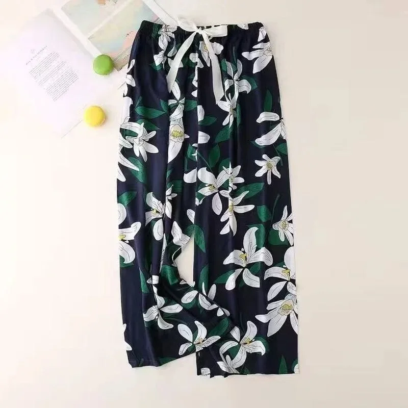 Lockere Damen Schlafanzughose Mit Blumenmuster Für Den Sommer_voghion.com