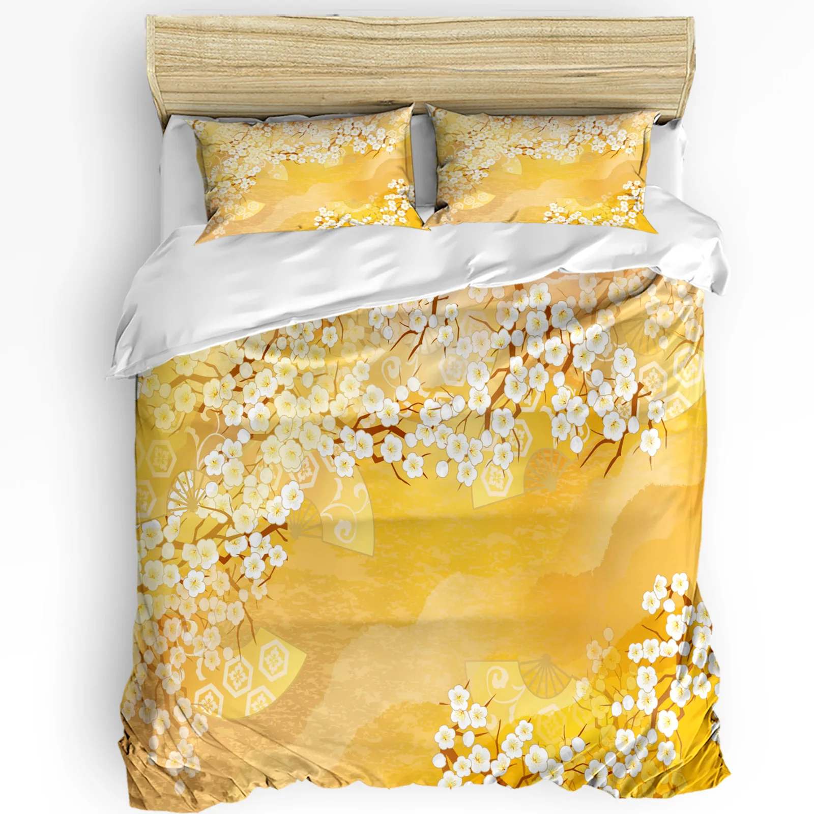 

Japan Flower Plum Blossom Texture Wave Fan Duvet Cover 3pcs Bedding Set Home Textile Quilt Cover Pillowcases No Sheet
