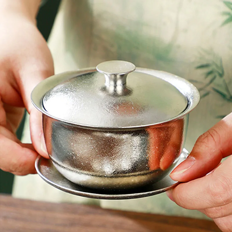 120ml Pure Titanium Gaiwan Set,High Temperature Crystallization,High-end Business Gifts, kung Fu Tea Set,Portable Tea Bowl