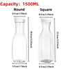 50 Oz Large Plastic Water Bottle with Flip Cap, Square Base Juice Container, Clear Plastic Water Bottle, Beverage Milk Bottle 6
