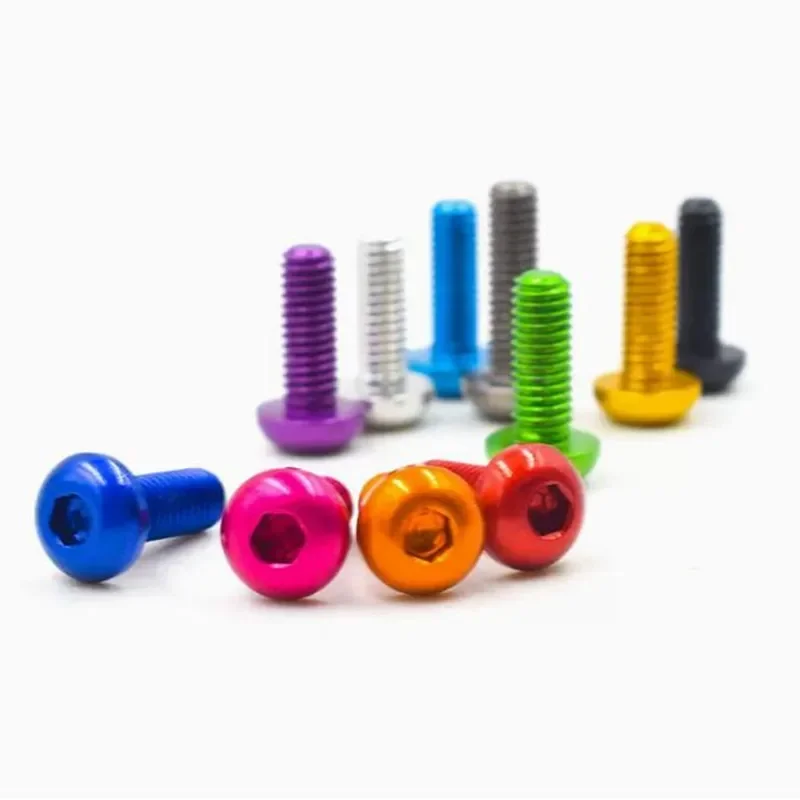 Aluminum Button Head Screw 10pcs iso7380 M3 M4 M5 M6*5/6/8/10/12/16/20/25 colourful Aluminum hex socket round head screw