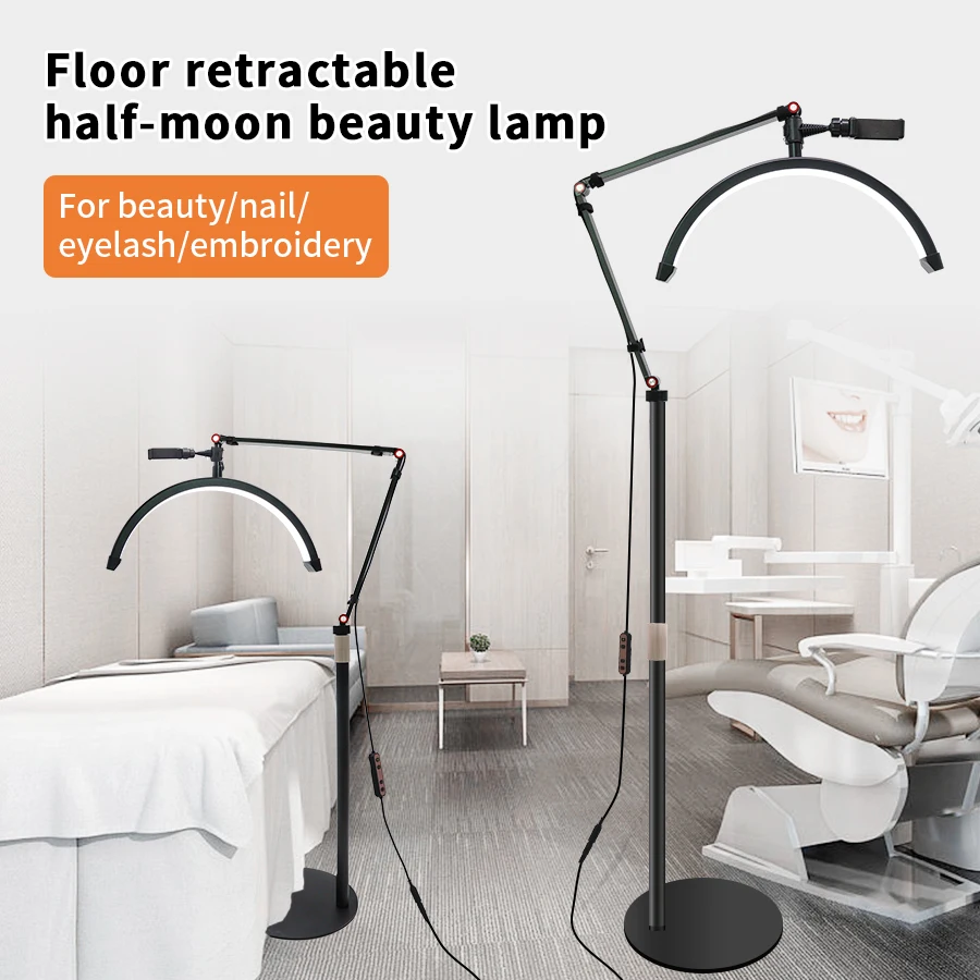 Lampada ad anello a LED da 16 pollici a mezza luna, temperatura 20 W, 3000 K-6000 K, per trattamenti di bellezza, cura della pelle, tatuaggi, sopracciglia, riprese_voghion.com