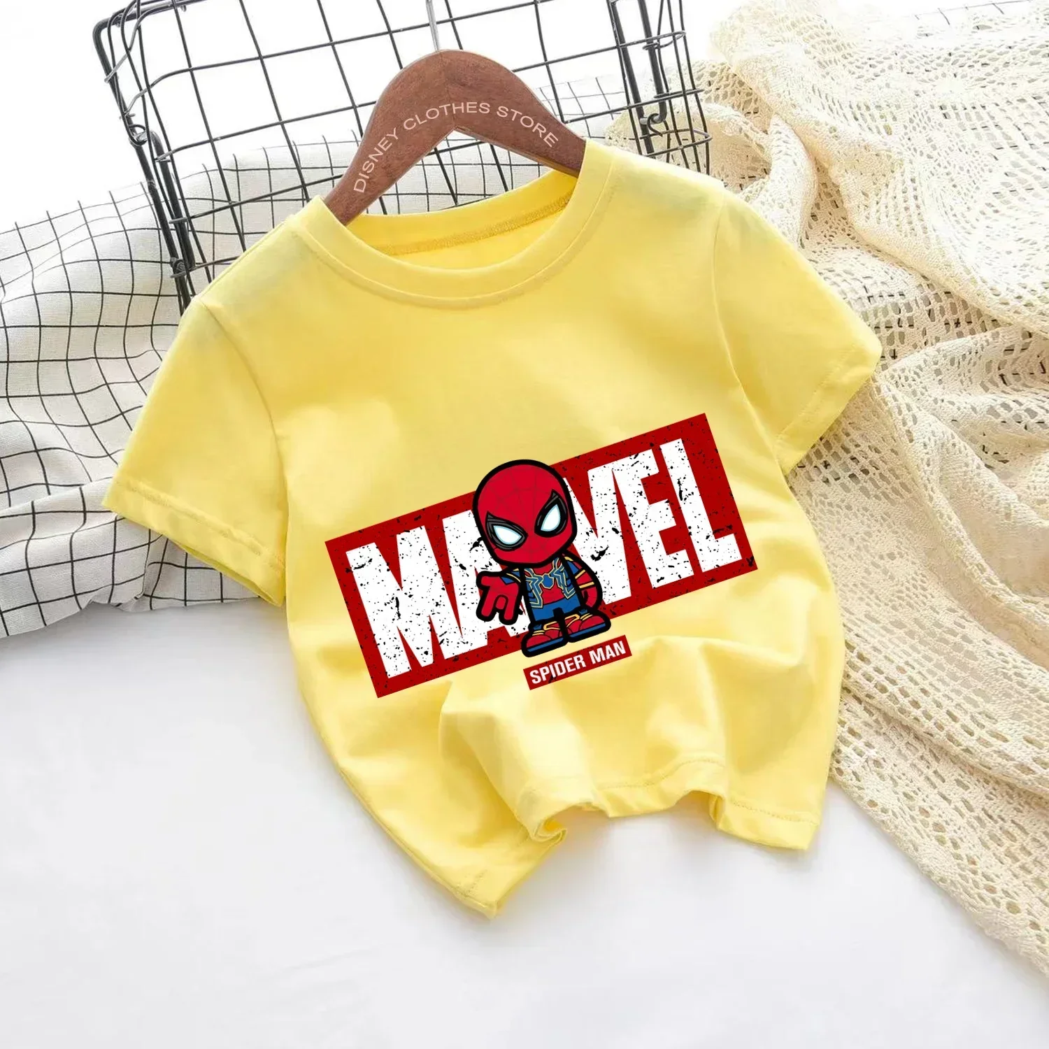 Funny Marvel Spider-Man Teen T-shirt Kid Boy Girl Casual Fashion Cotton Children Clothing 2024 Summer Cool Baby Tee Tops T-shirt 5